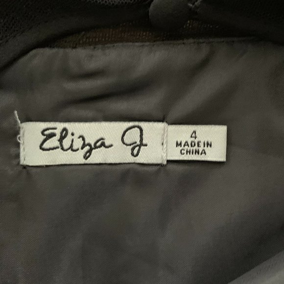 Eliza J 4 Evening Party Dress Floral Satin Corset Style Long Mesh Sleeves 67D - Picture 8 of 11